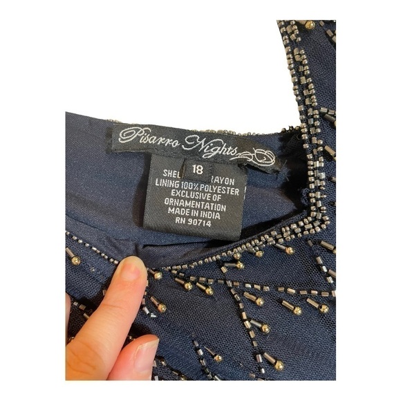 Pisarro NIGHTS Beaded Sheath Cocktail Dress - Picture 10 of 13